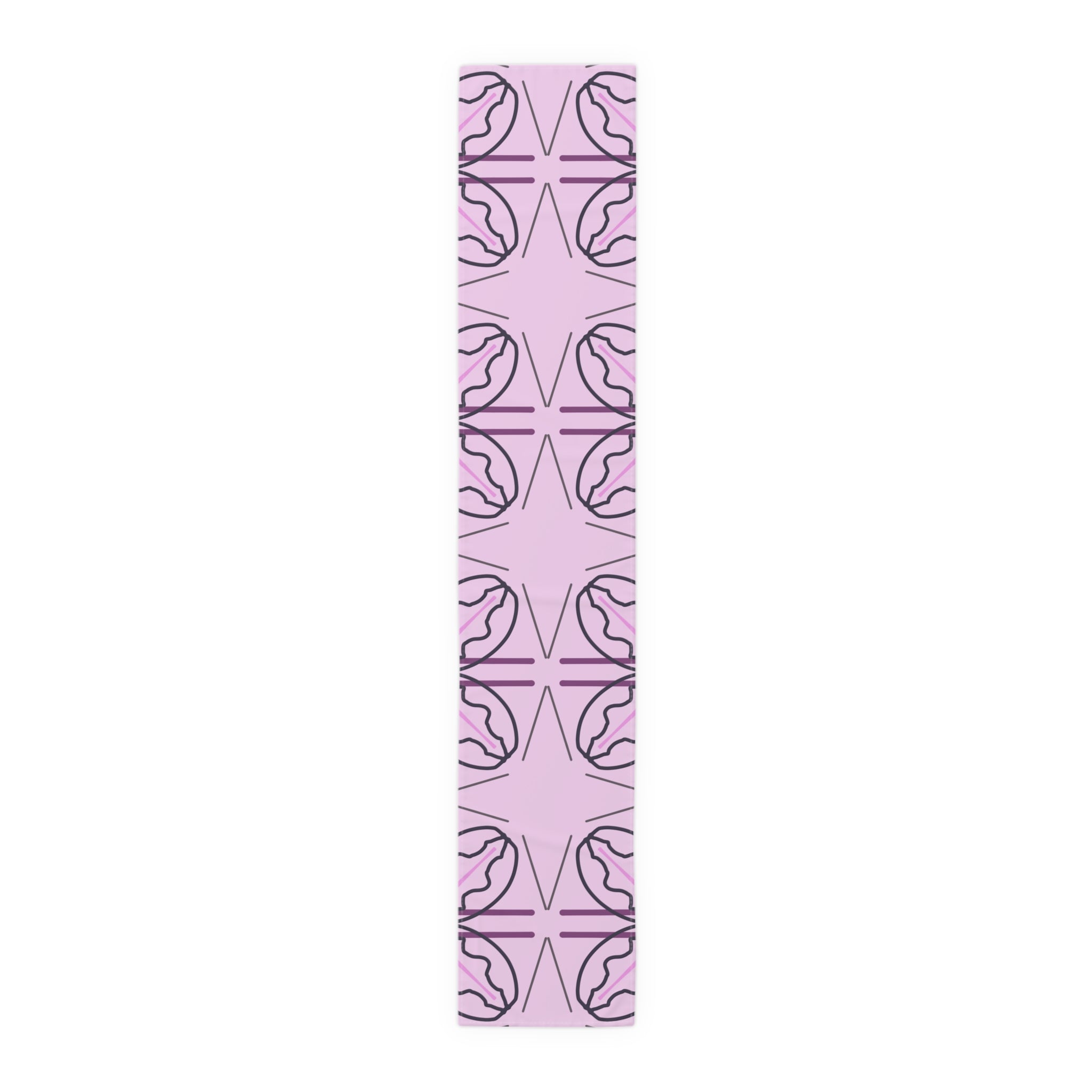Pink Floral Geometric Table Runner — Modern Blossom Dining Decor