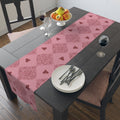Pink Heart Patchwork Table Runner - Romantic Valentine Dining Decor