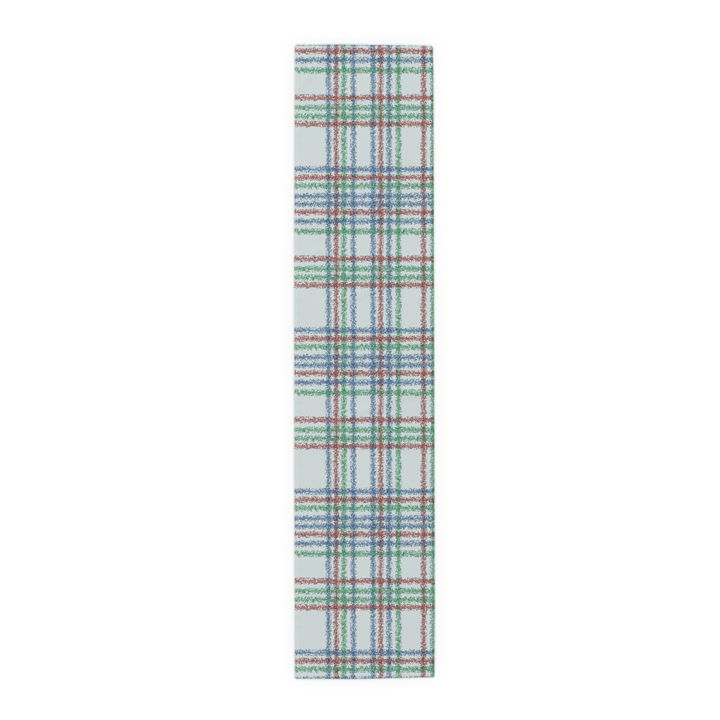 Festive Plaid Table Runner — Red, Green & Blue Holiday Plaid Cotton-Poly Blend