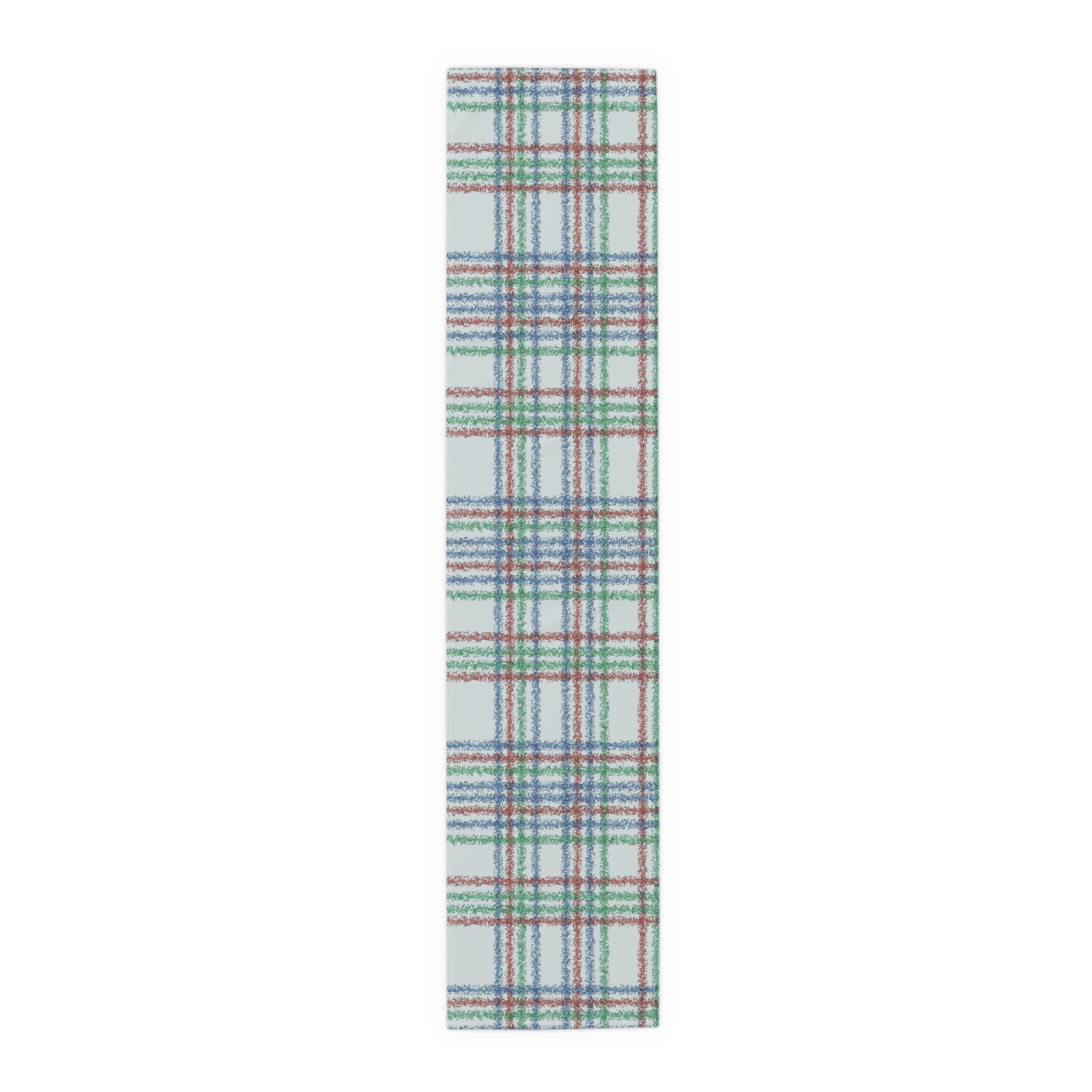Festive Plaid Table Runner — Red, Green & Blue Holiday Plaid Cotton-Poly Blend