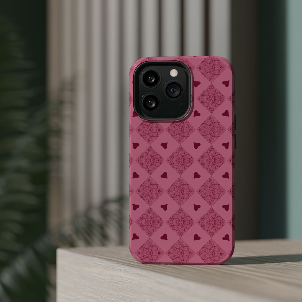 Pink Vintage Hearts Magnetic Impact-Resistant Phone Case