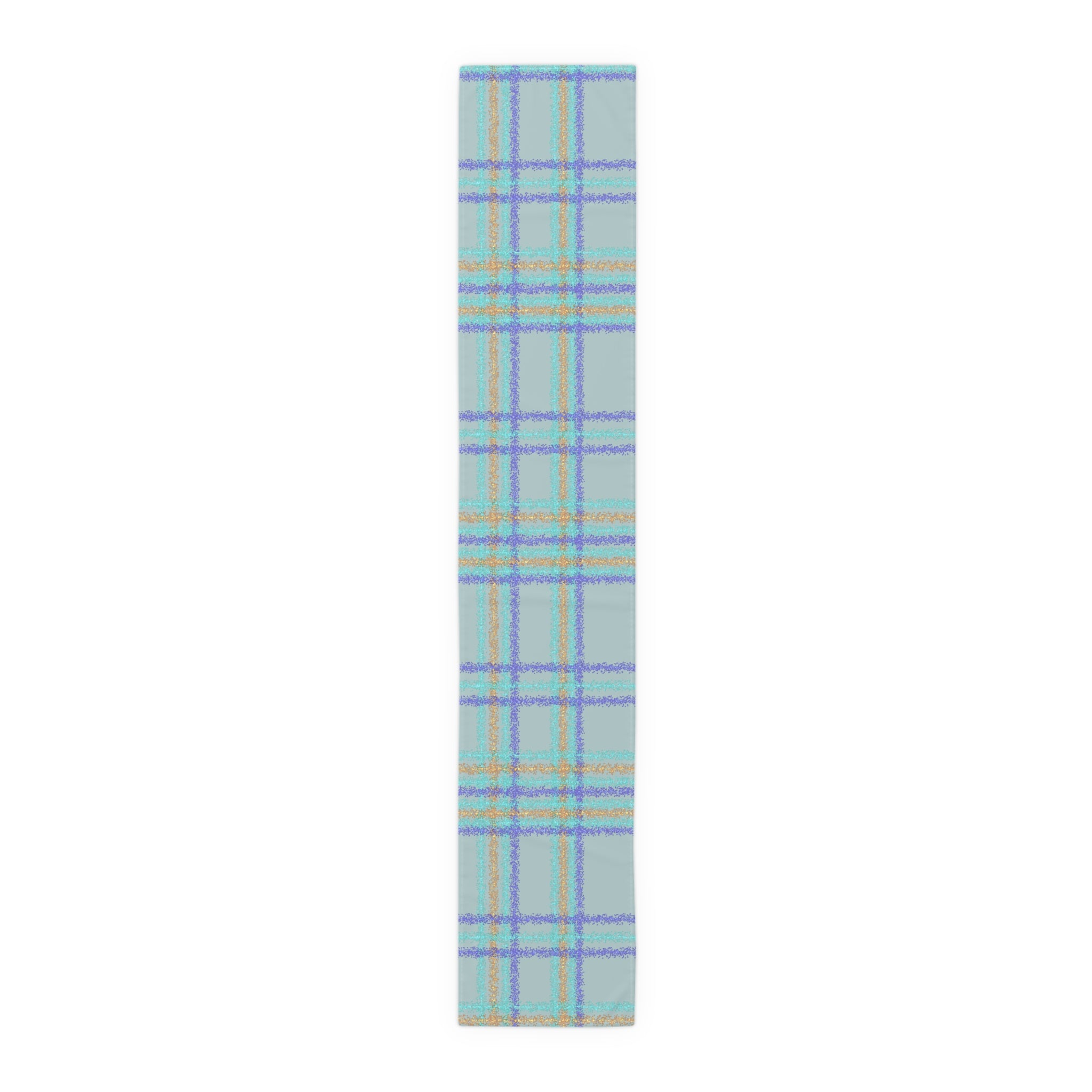 Pastel Plaid Table Runner — Blue, Lavender & Mint Cotton-Poly Decor