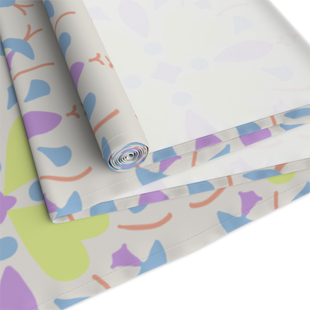 Pastel Floral Tile Table Runner — Spring Garden Dining Decor