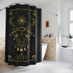 Taurus Zodiac Shower Curtain — Gold Celestial Bull Astrology Bathroom Decor