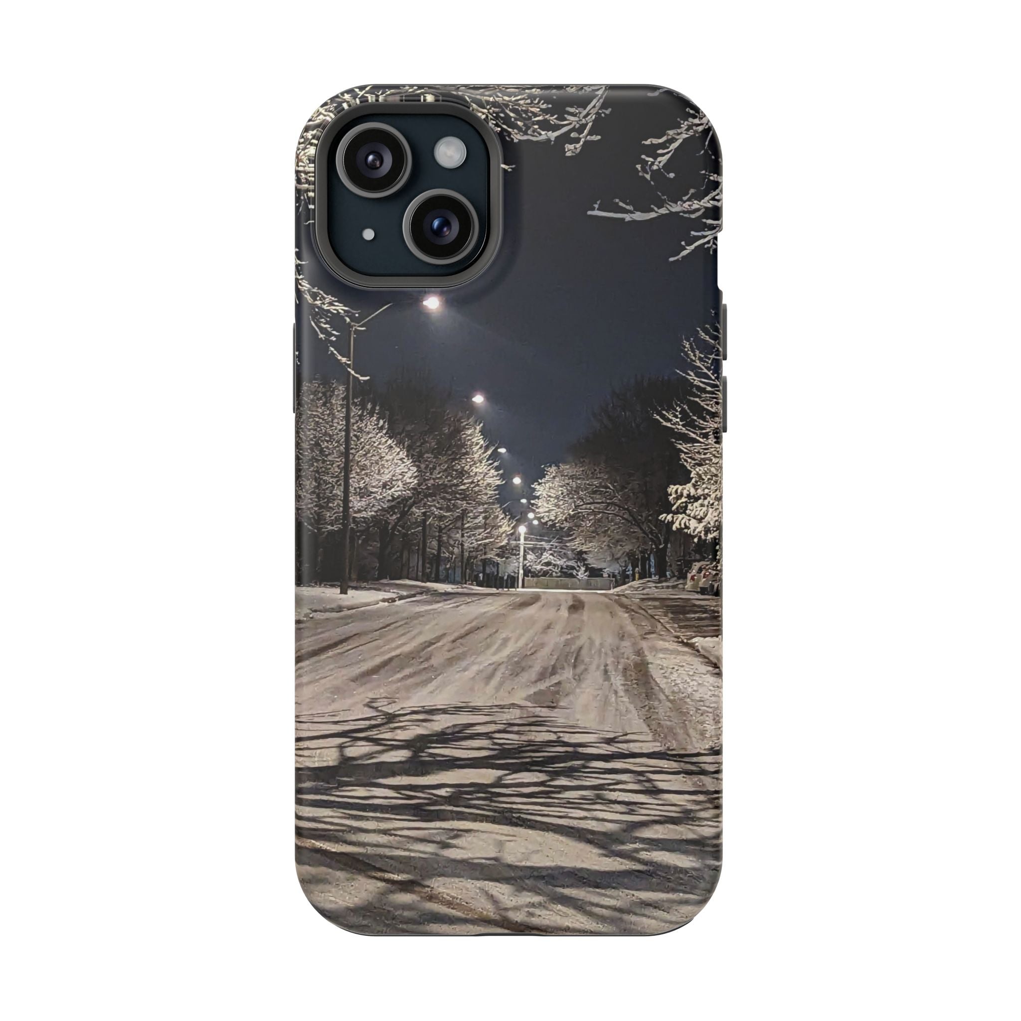 Winter Night Snow Road Magnetic Impact-Resistant Phone Case