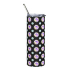 20oz Stainless Steel Tumbler — Iridescent Floral Dot Pattern on Black