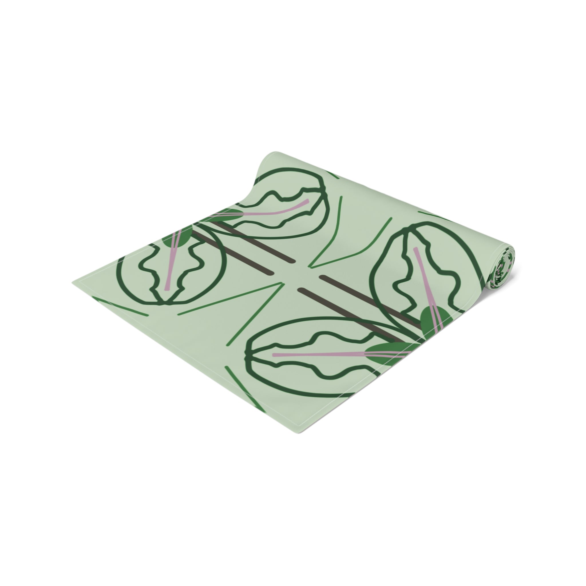 Green Geometric Floral Table Runner