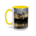 Sunset Reflection Coffee Mug — Forest Silhouette Accent Mug