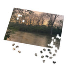 Sunset River Landscape Jigsaw Puzzle with Tin