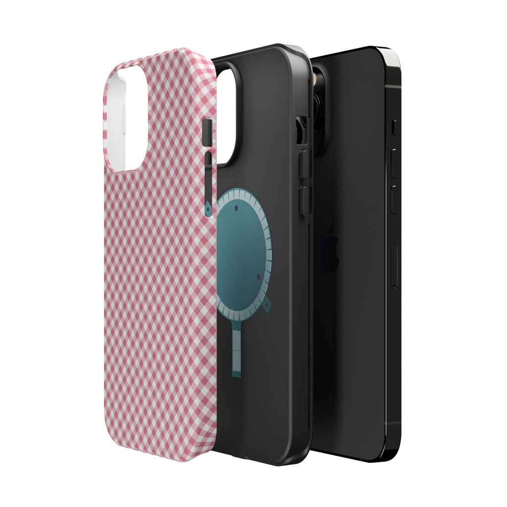 Pink Gingham Magnetic Impact-Resistant Phone Case