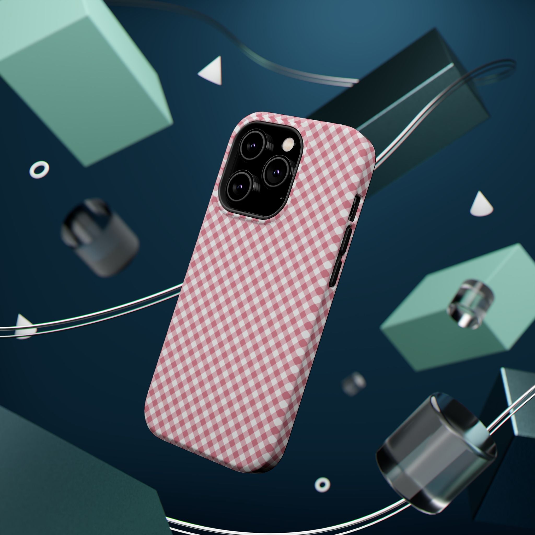 Pink Gingham Magnetic Impact-Resistant Phone Case