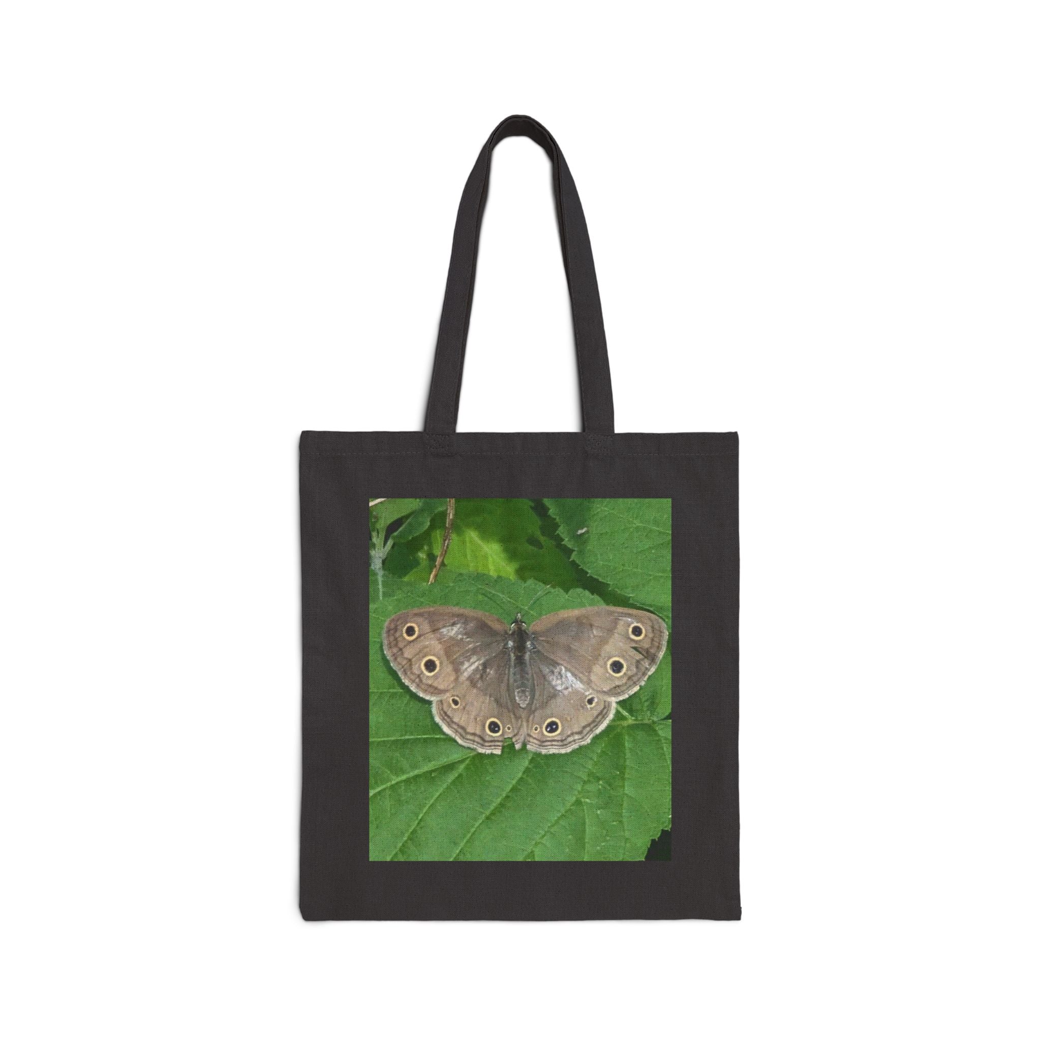 Canvas Tote Bag — Nature Photo Prints (Forest Lake & Brown Butterfly)