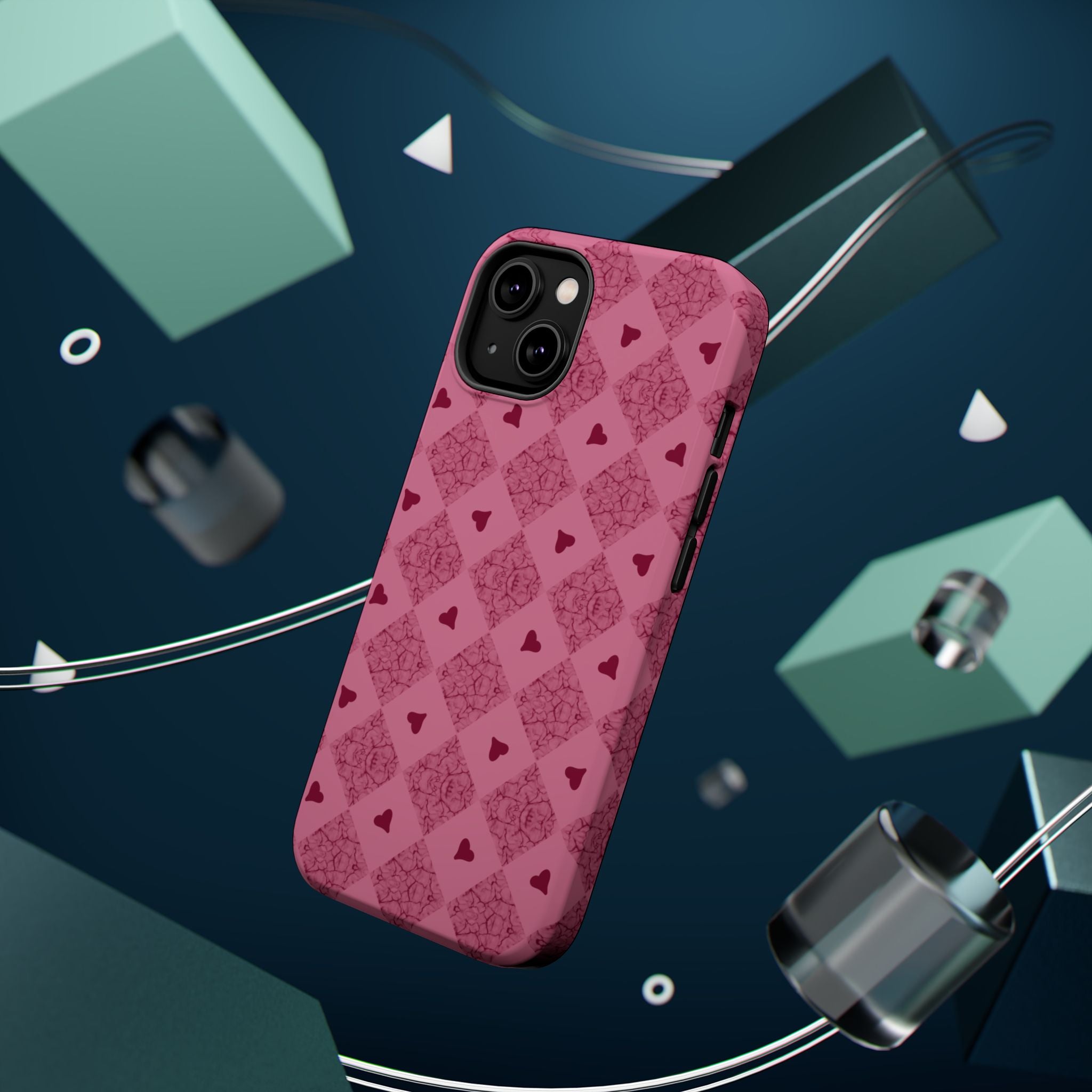 Pink Vintage Hearts Magnetic Impact-Resistant Phone Case
