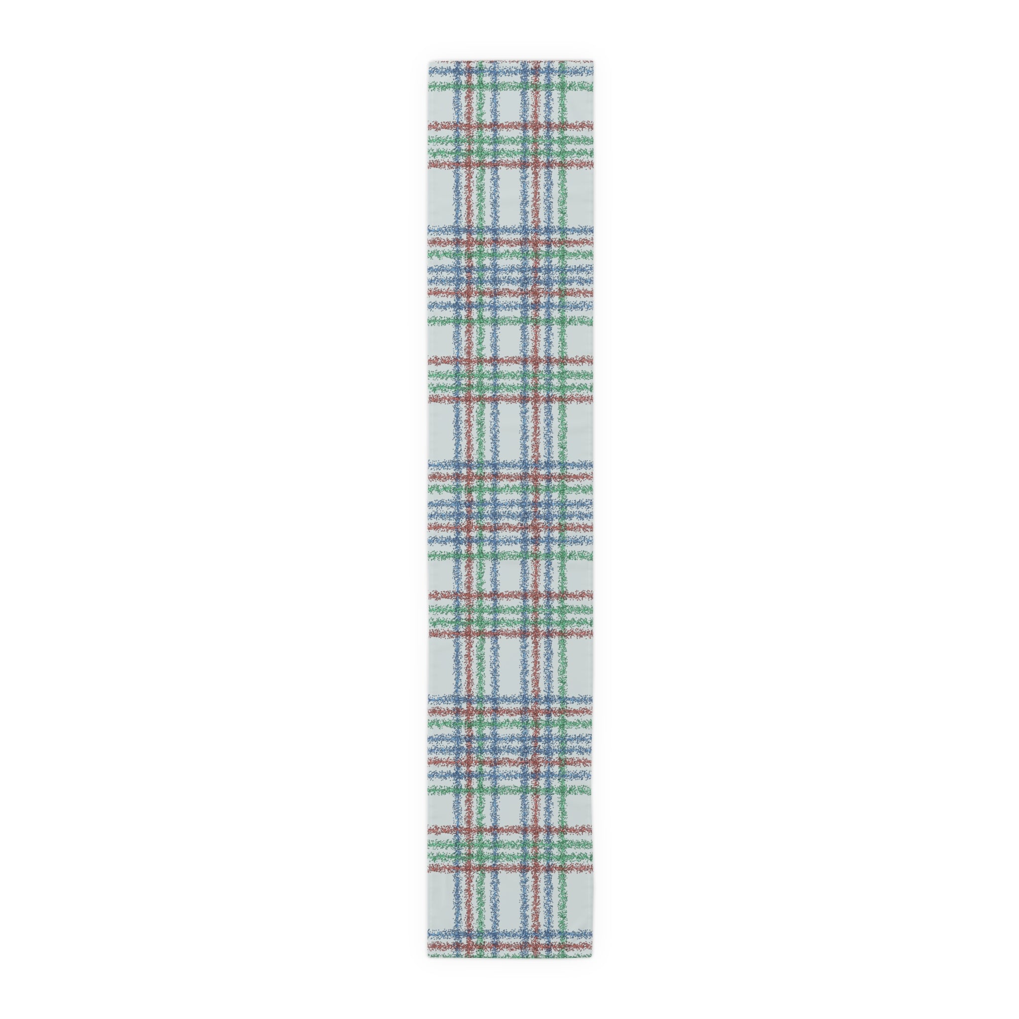 Festive Plaid Table Runner — Red, Green & Blue Holiday Plaid Cotton-Poly Blend