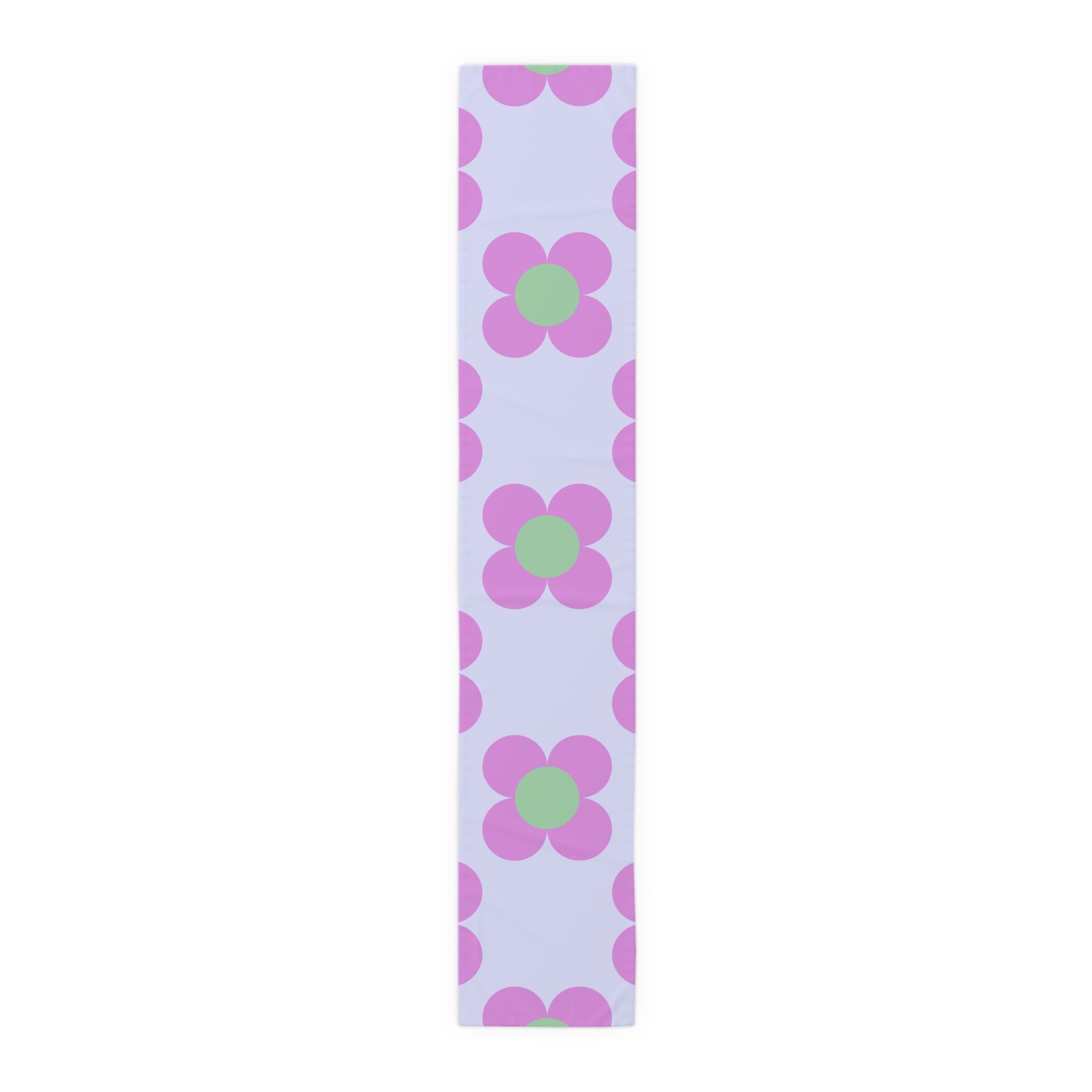 Pastel Floral Table Runner — Pink & Green Daisy Pattern