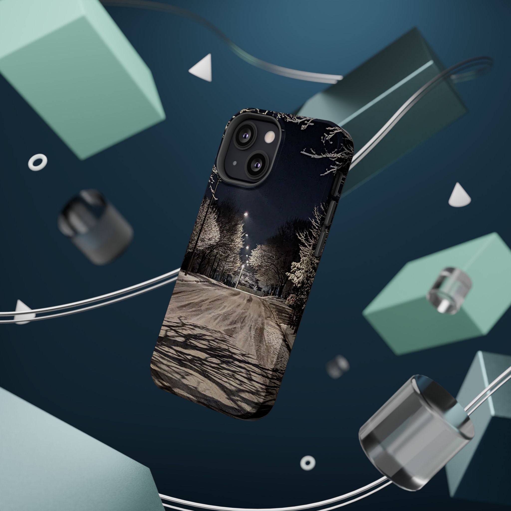 Winter Night Snow Road Magnetic Impact-Resistant Phone Case