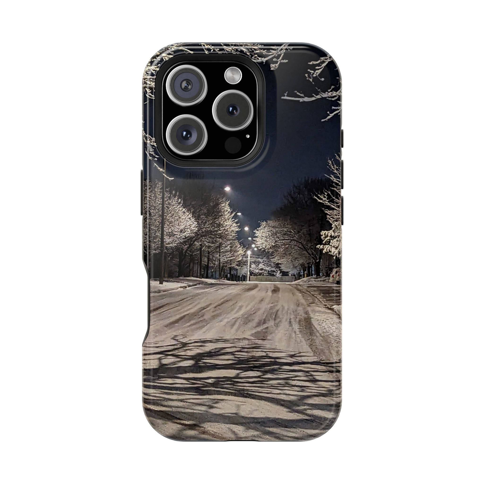 Winter Night Snow Road Magnetic Impact-Resistant Phone Case
