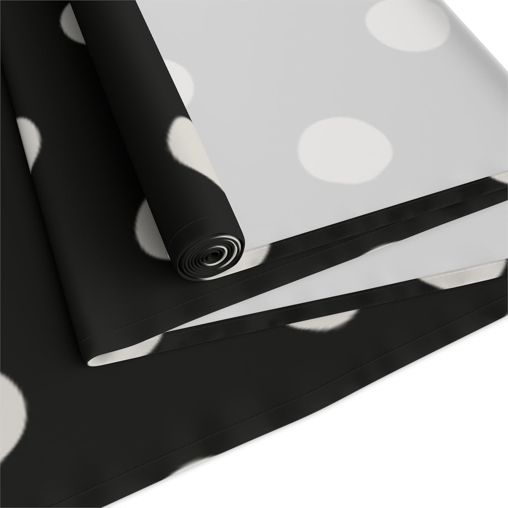 Black Polka Dot Table Runner – Classic Dotted Cotton-Poly Dining Accent