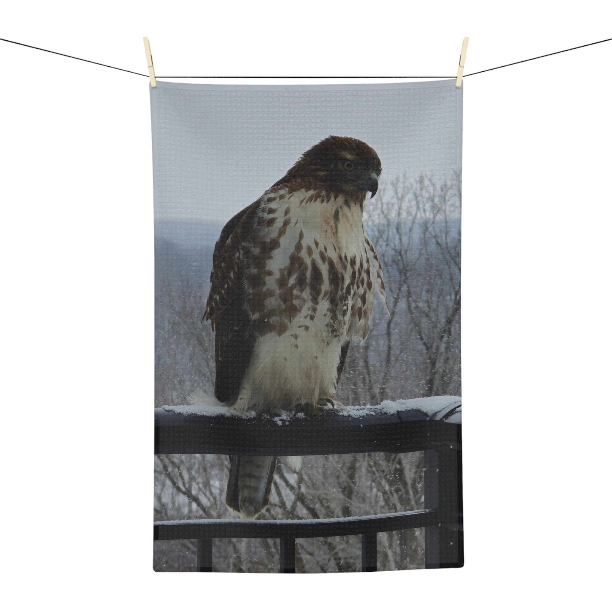 Hawk Photo Microfiber Tea Towel — Rustic Wildlife Kitchen Towel