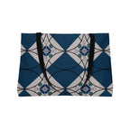Weekender Tote Bag — Nautical Blue Geometric Pattern Travel Tote