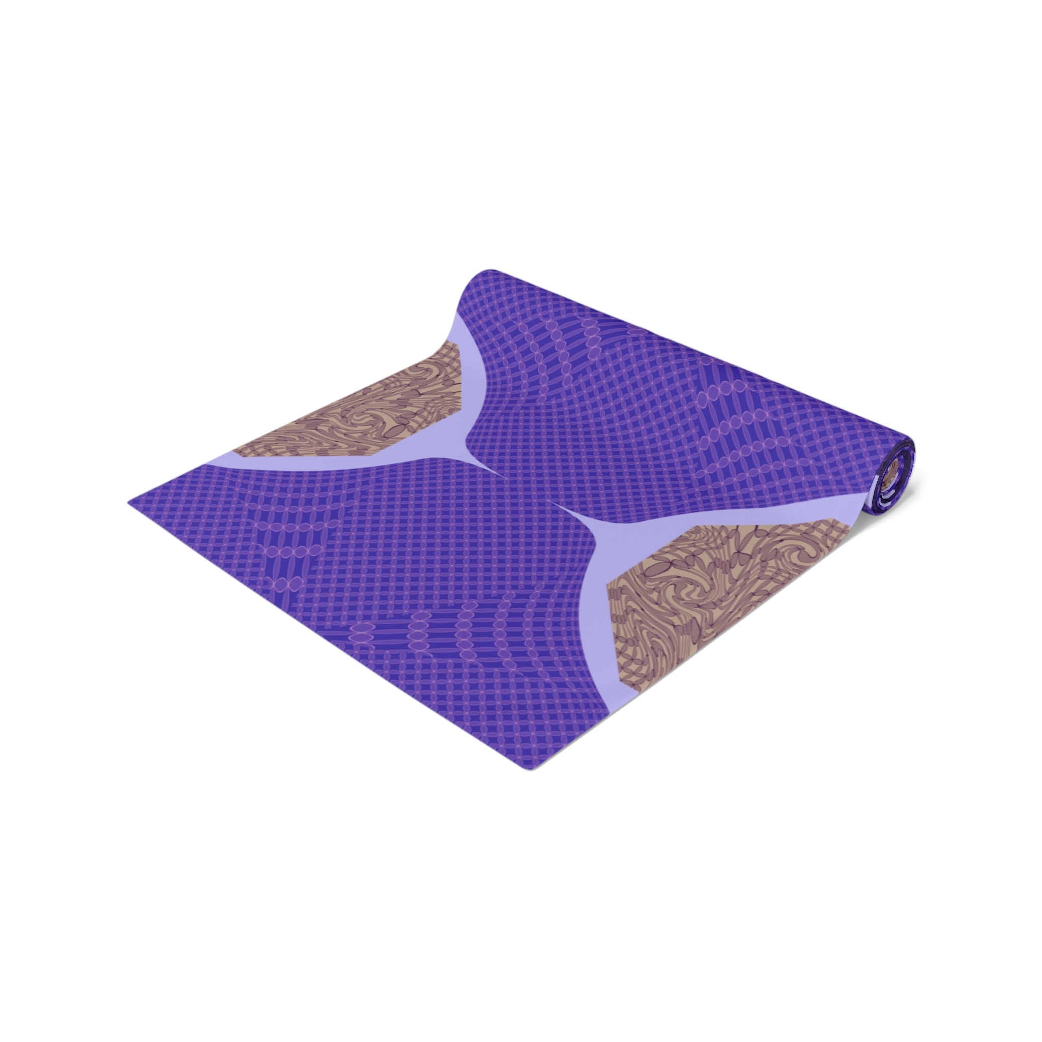 Purple Geometric Table Runner — Modern Abstract Dining Accent