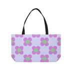 Weekender Tote Bag — Retro Pink & Mint Floral Pattern Large Beach Tote
