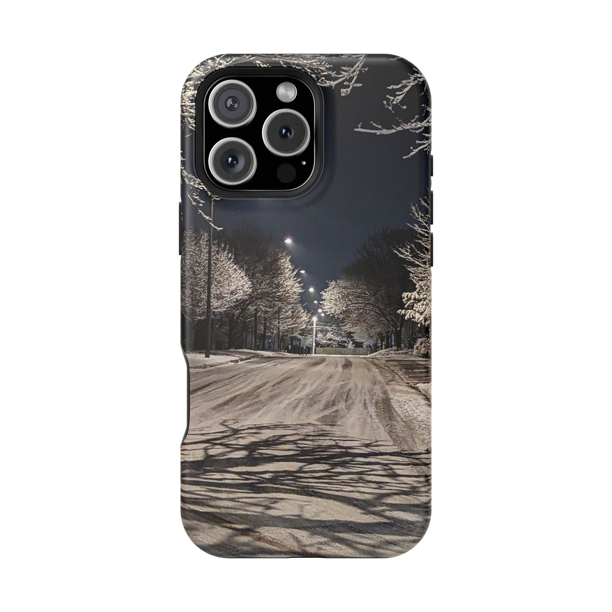 Winter Night Snow Road Magnetic Impact-Resistant Phone Case