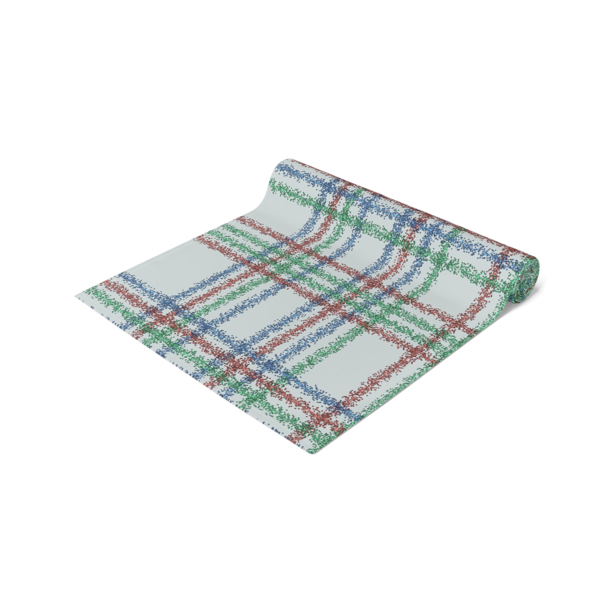 Festive Plaid Table Runner — Red, Green & Blue Holiday Plaid Cotton-Poly Blend