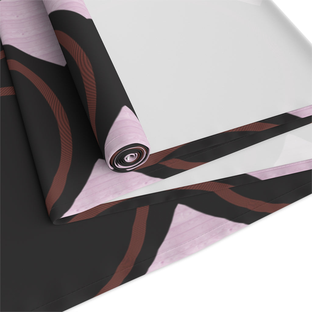 Modern Geo Circle Table Runner — Black & Blush Retro Pattern
