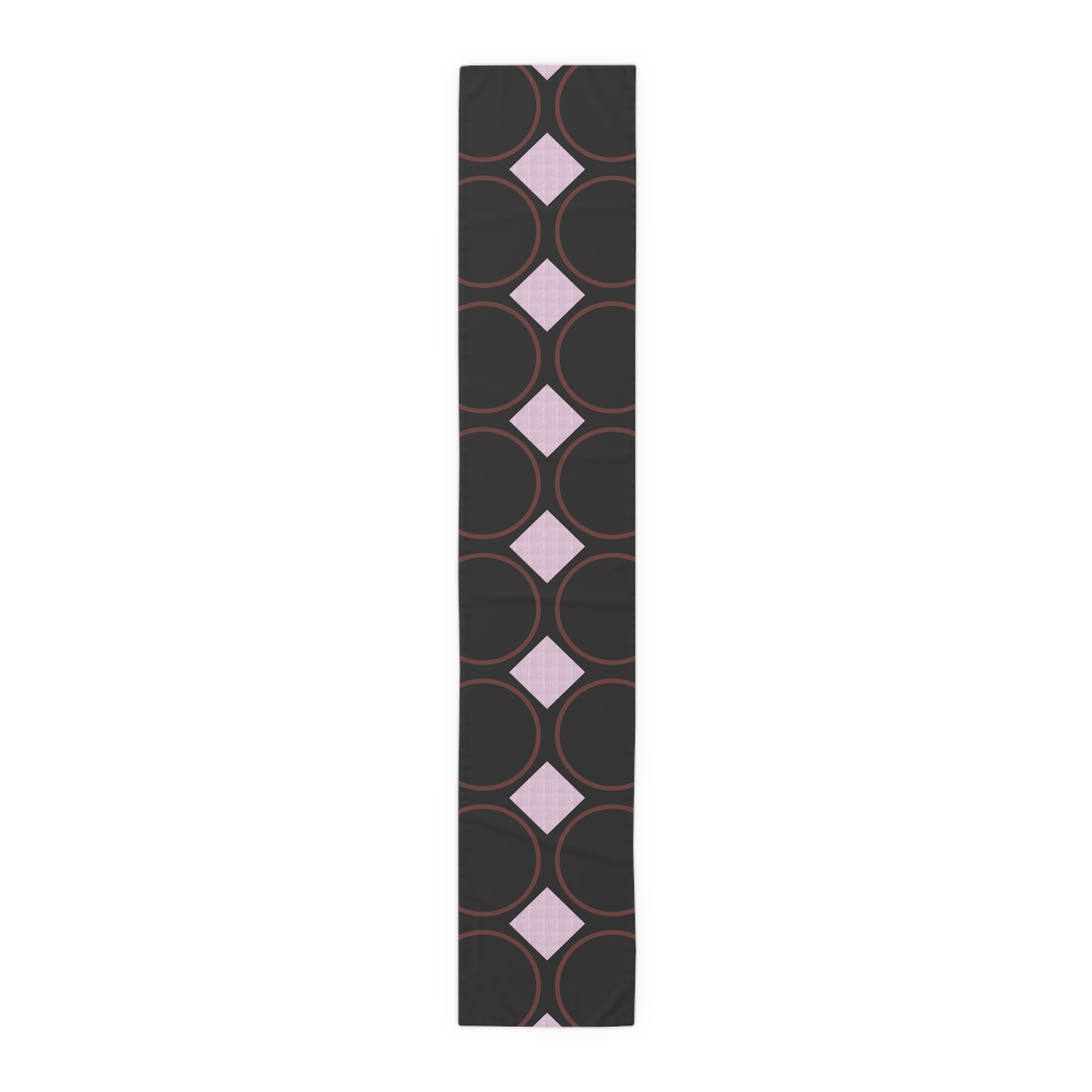 Modern Geo Circle Table Runner — Black & Blush Retro Pattern