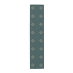 Geometric Diamond Table Runner — Modern Teal Cotton-Poly Accent