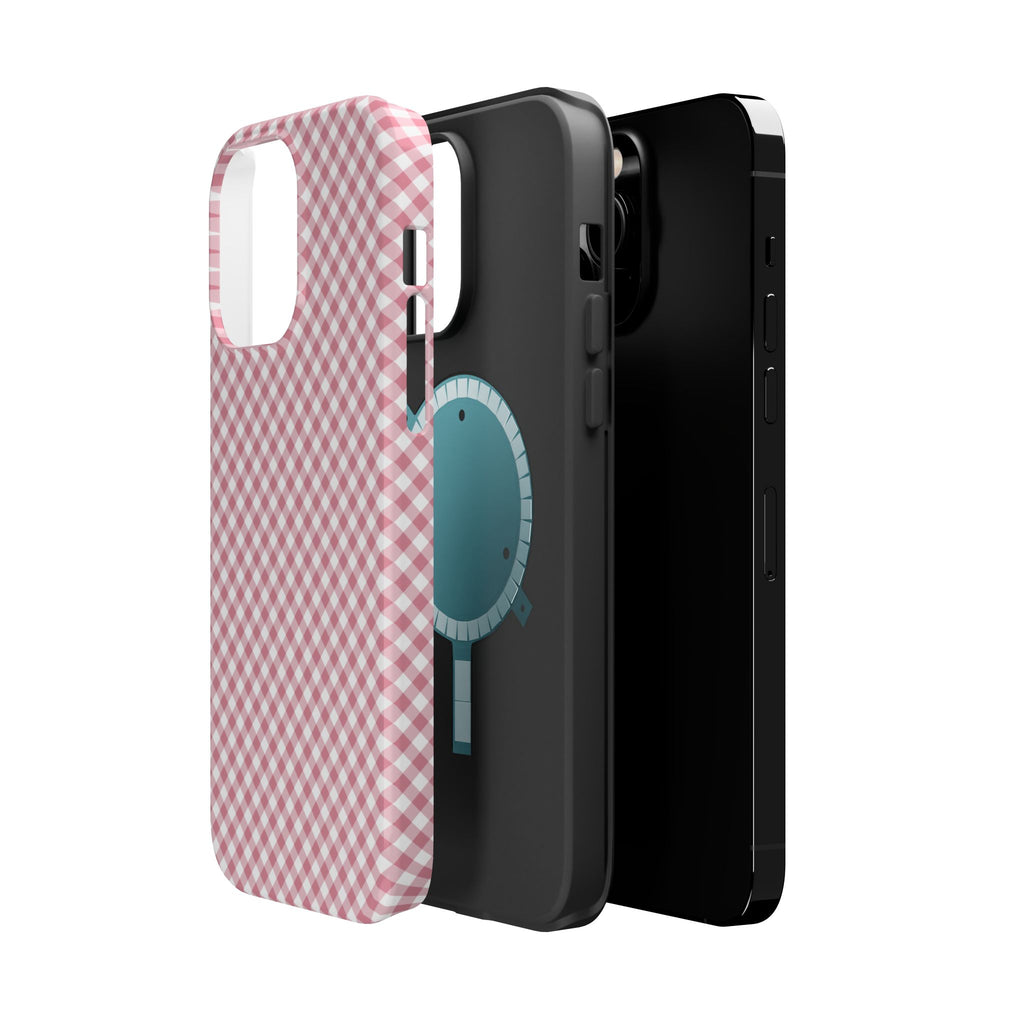 Pink Gingham Magnetic Impact-Resistant Phone Case