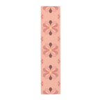 Pink Floral Table Runner — Retro Flower Pattern Cotton-Poly Table Runner
