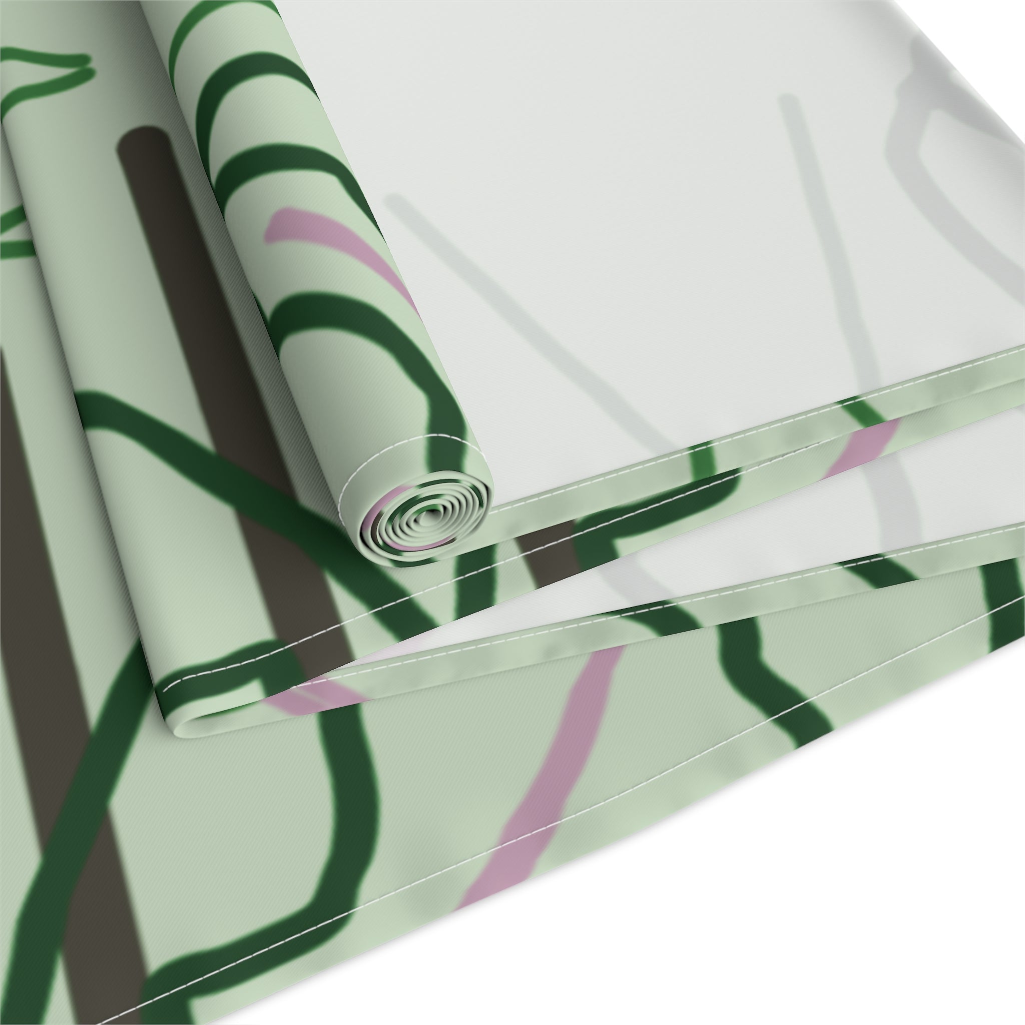 Green Geometric Floral Table Runner