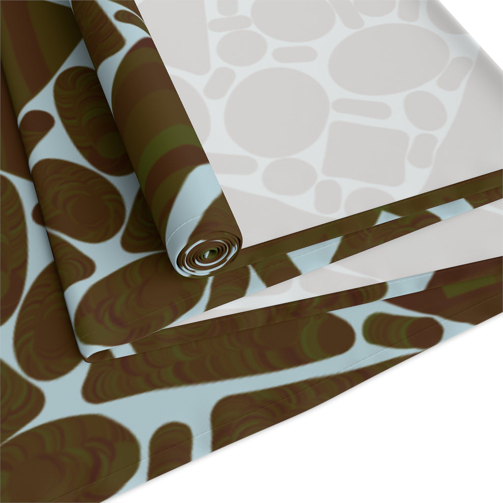 Geometric Mosaic Table Runner — Brown & Sage Decorative Dining Accent