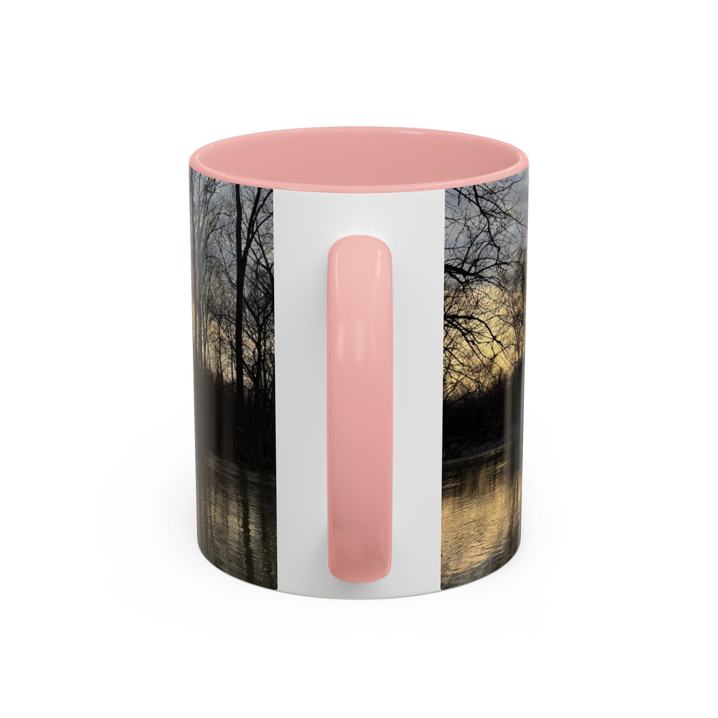Sunset Reflection Coffee Mug — Forest Silhouette Accent Mug