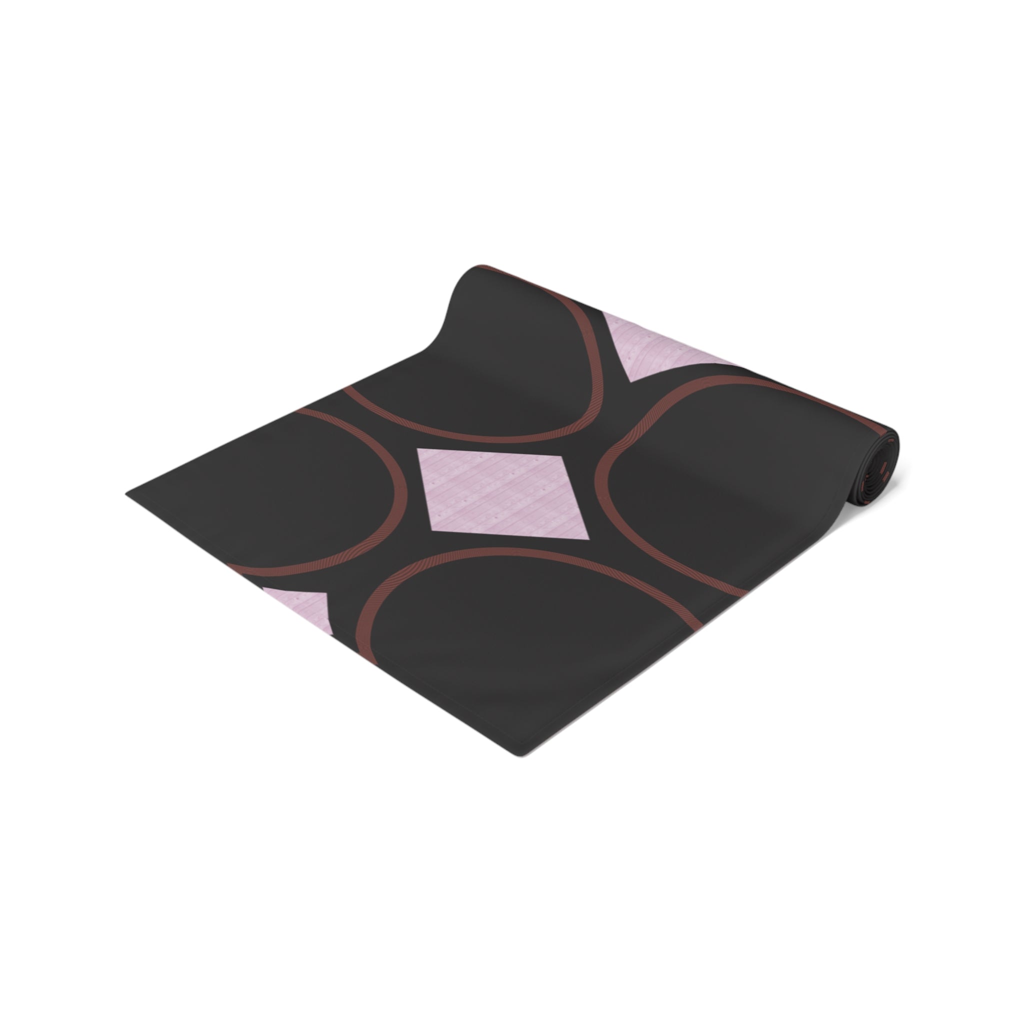 Modern Geo Circle Table Runner — Black & Blush Retro Pattern