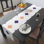Geometric Diamond Pattern Table Runner — Modern Colorful Cotton-Poly Decor