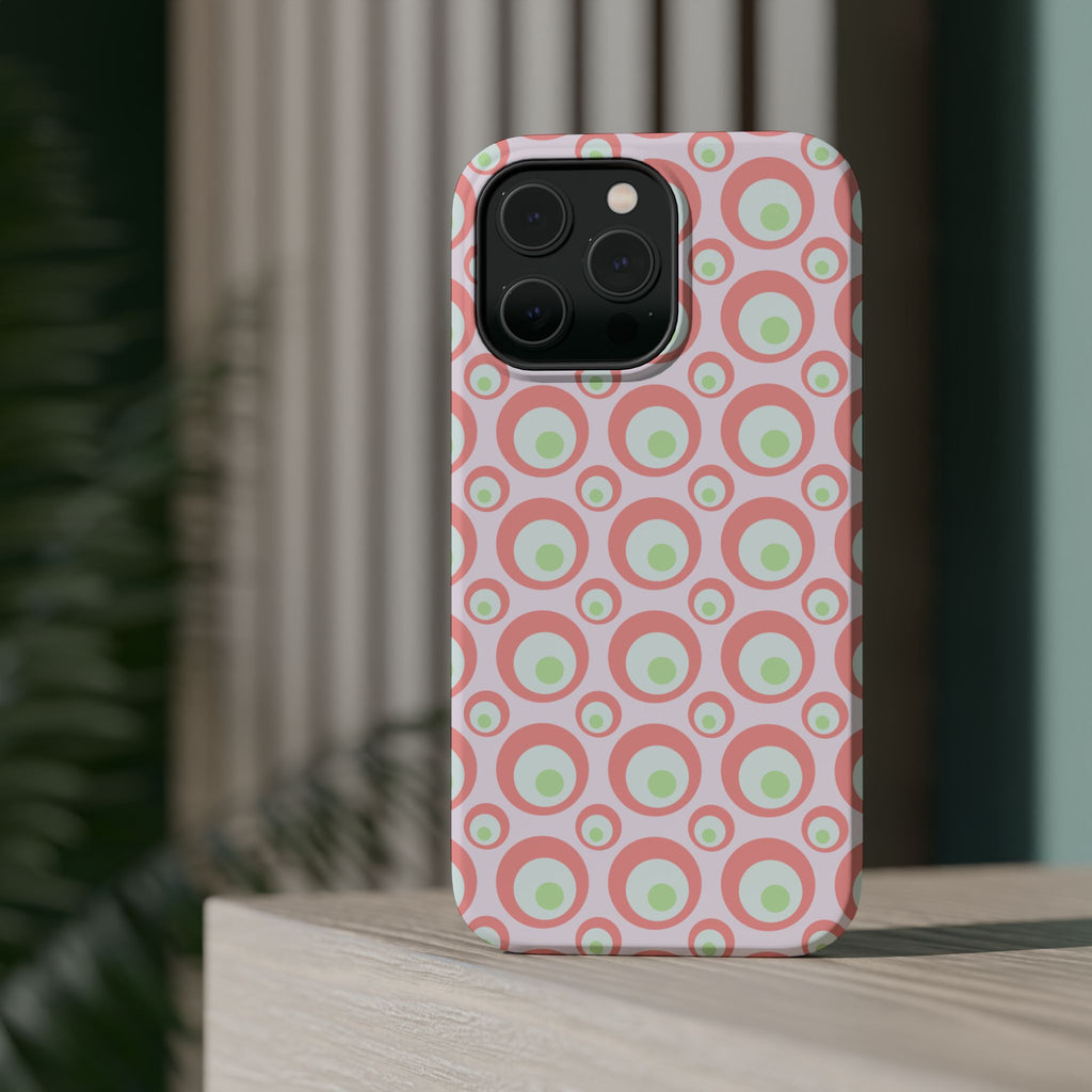 Pink Retro Circles Magnetic Impact-Resistant Phone Case