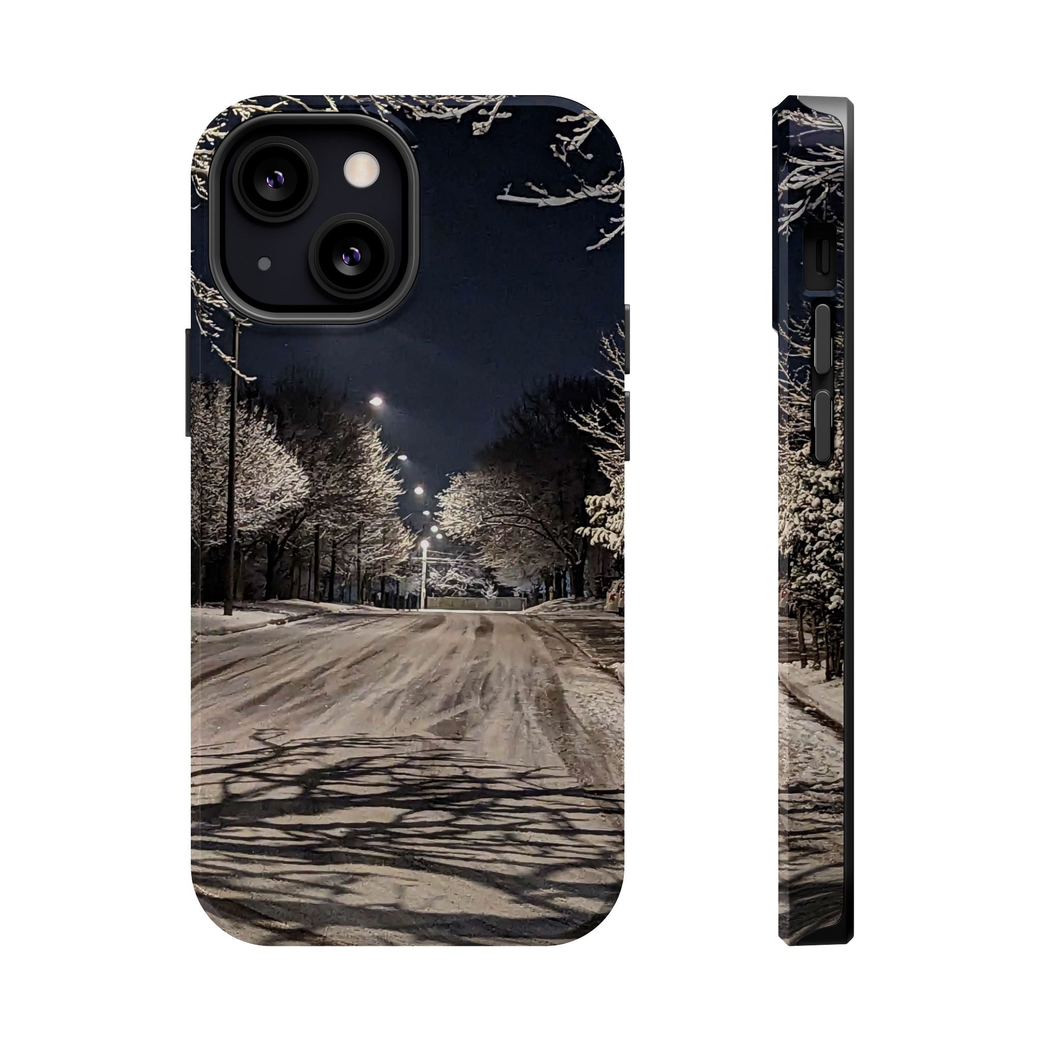 Winter Night Snow Road Magnetic Impact-Resistant Phone Case