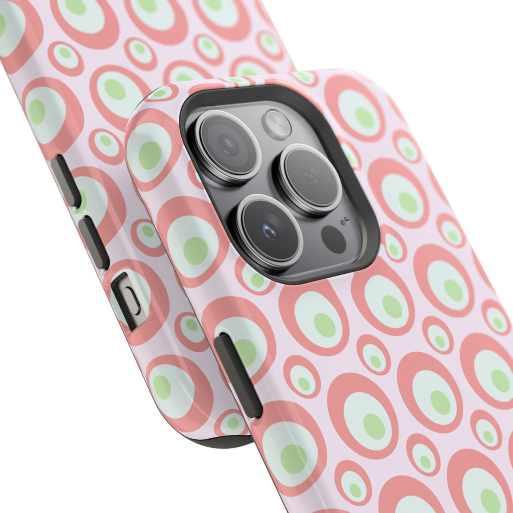 Pink Retro Circles Magnetic Impact-Resistant Phone Case