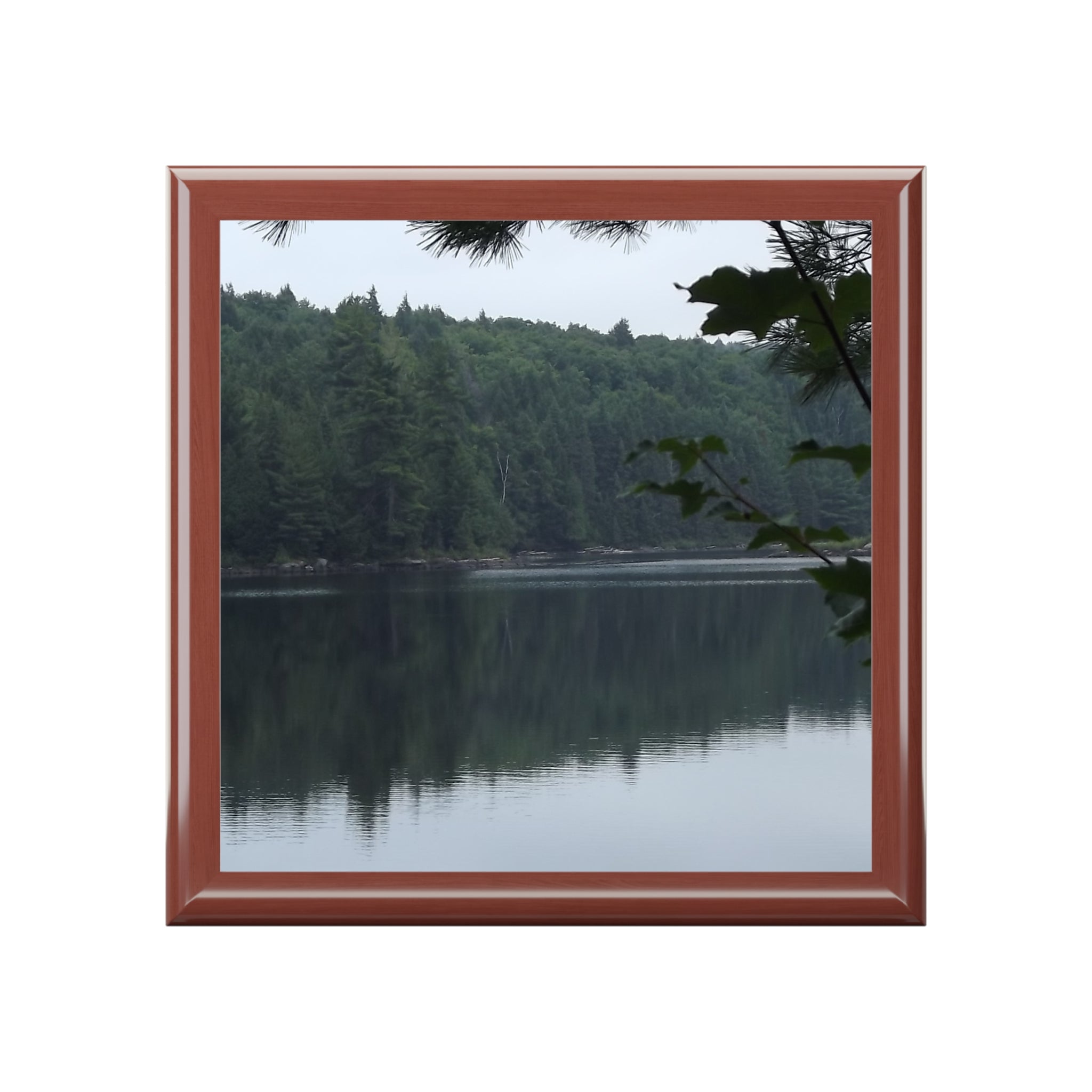 Lake Reflection Jewelry Box — Scenic Forest Lake Keepsake Box