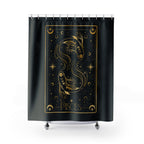 Pisces Zodiac Shower Curtain — Gold Celestial Fish Astrological Bathroom Decor