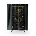 Pisces Zodiac Shower Curtain — Gold Celestial Fish Astrological Bathroom Decor