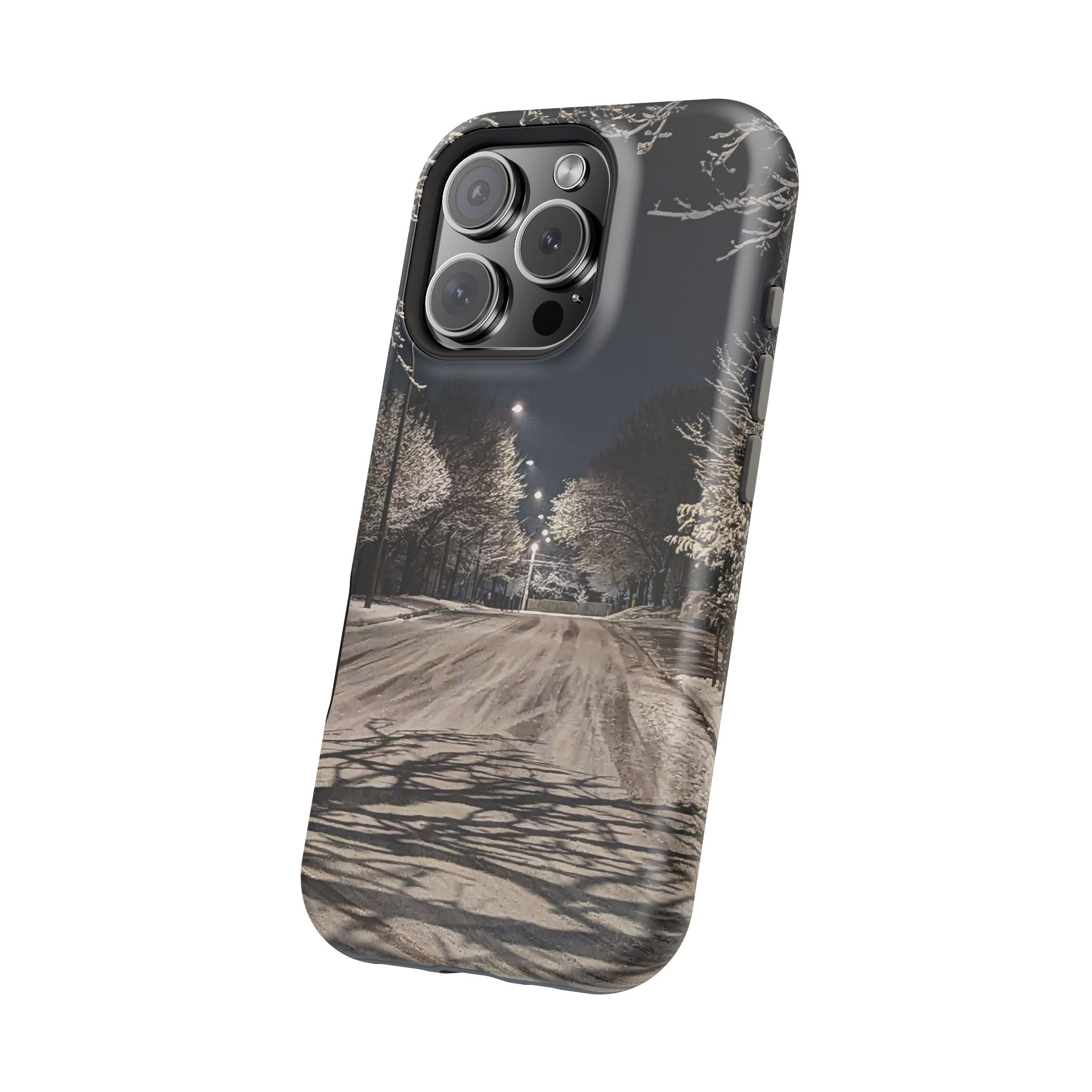 Winter Night Snow Road Magnetic Impact-Resistant Phone Case