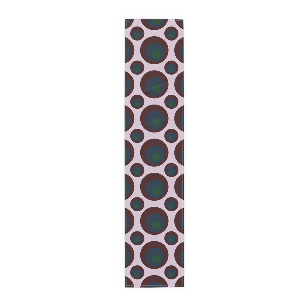 Retro Polka Dot Table Runner — Midcentury Circles Cotton-Poly Dining Accent