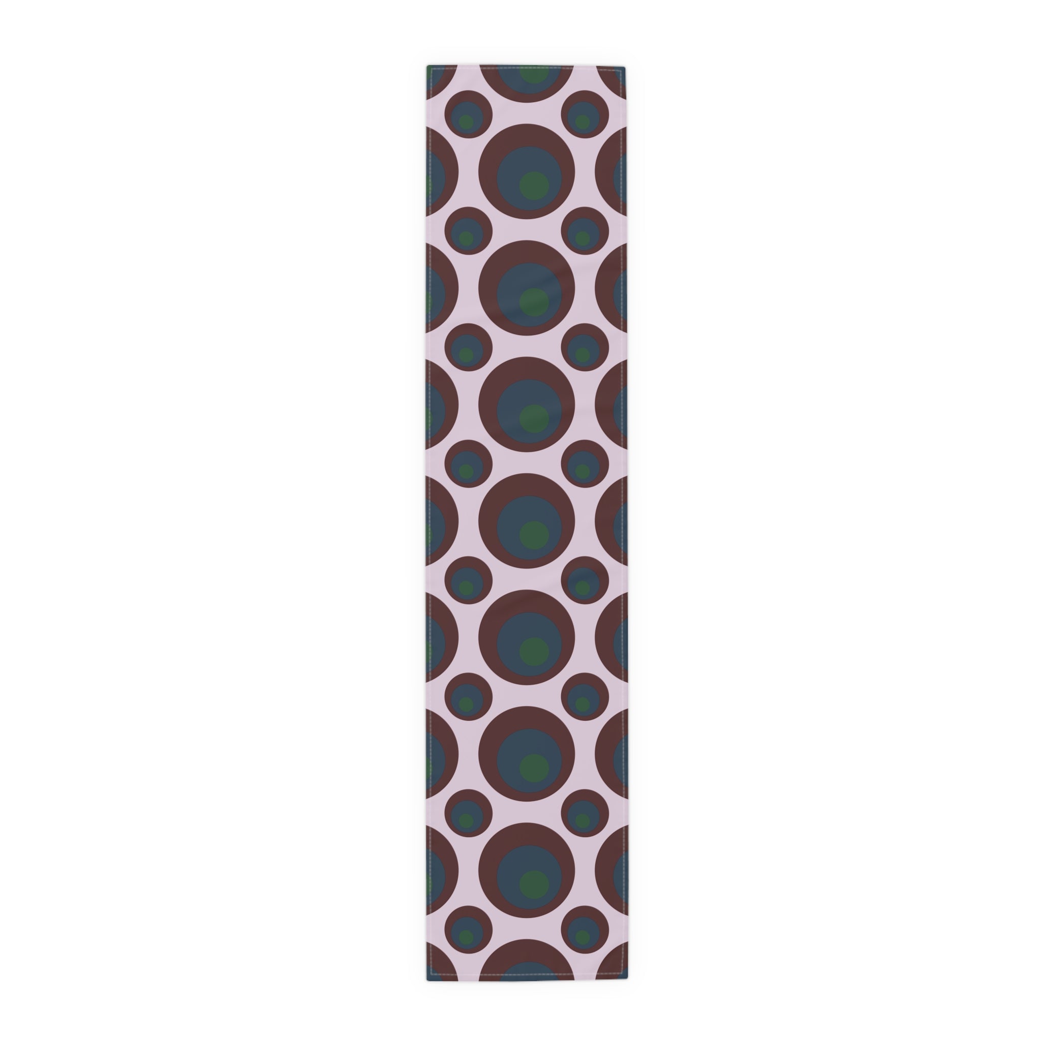 Retro Polka Dot Table Runner — Midcentury Circles Cotton-Poly Dining Accent