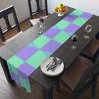 Geometric Pastel Table Runner — Mint & Lavender Circle Pattern