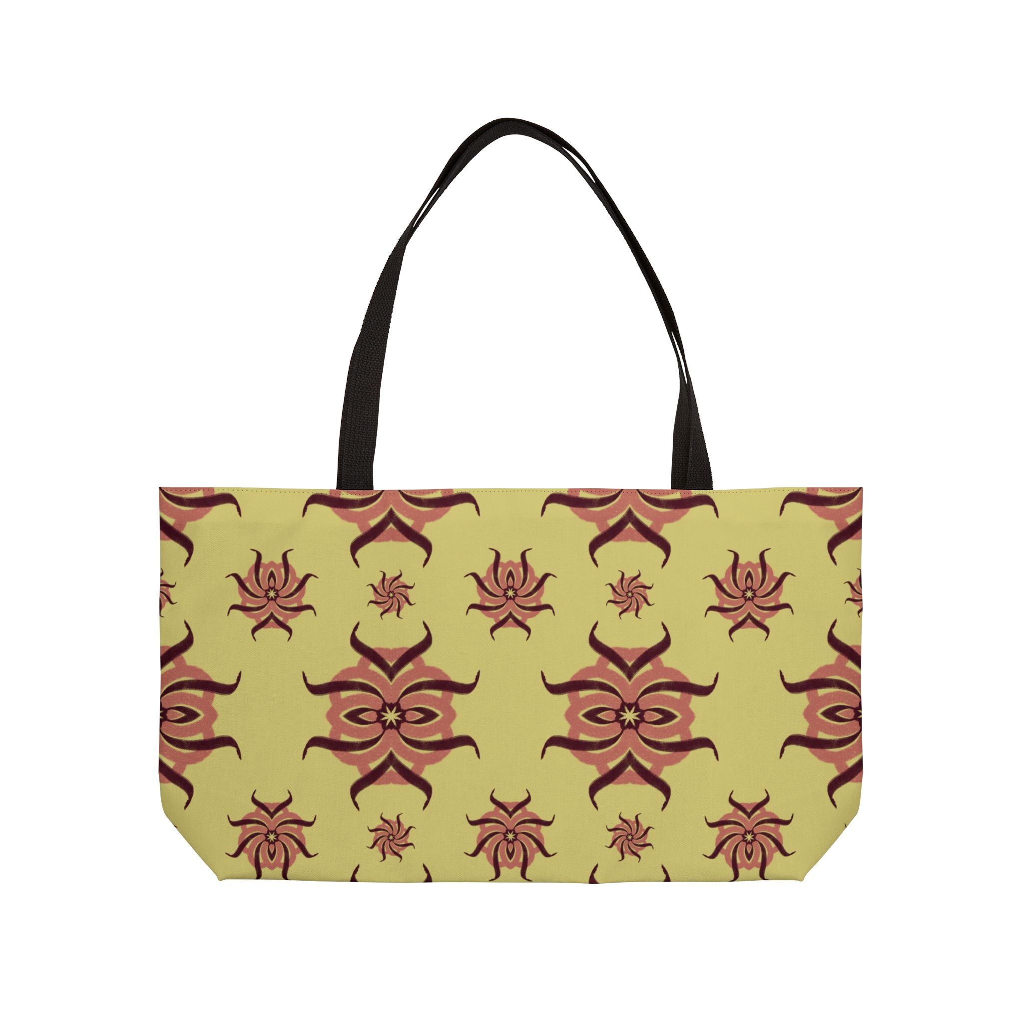 Weekender Tote Bag - Sunburst Retro Floral Pattern Beach & Travel Tote