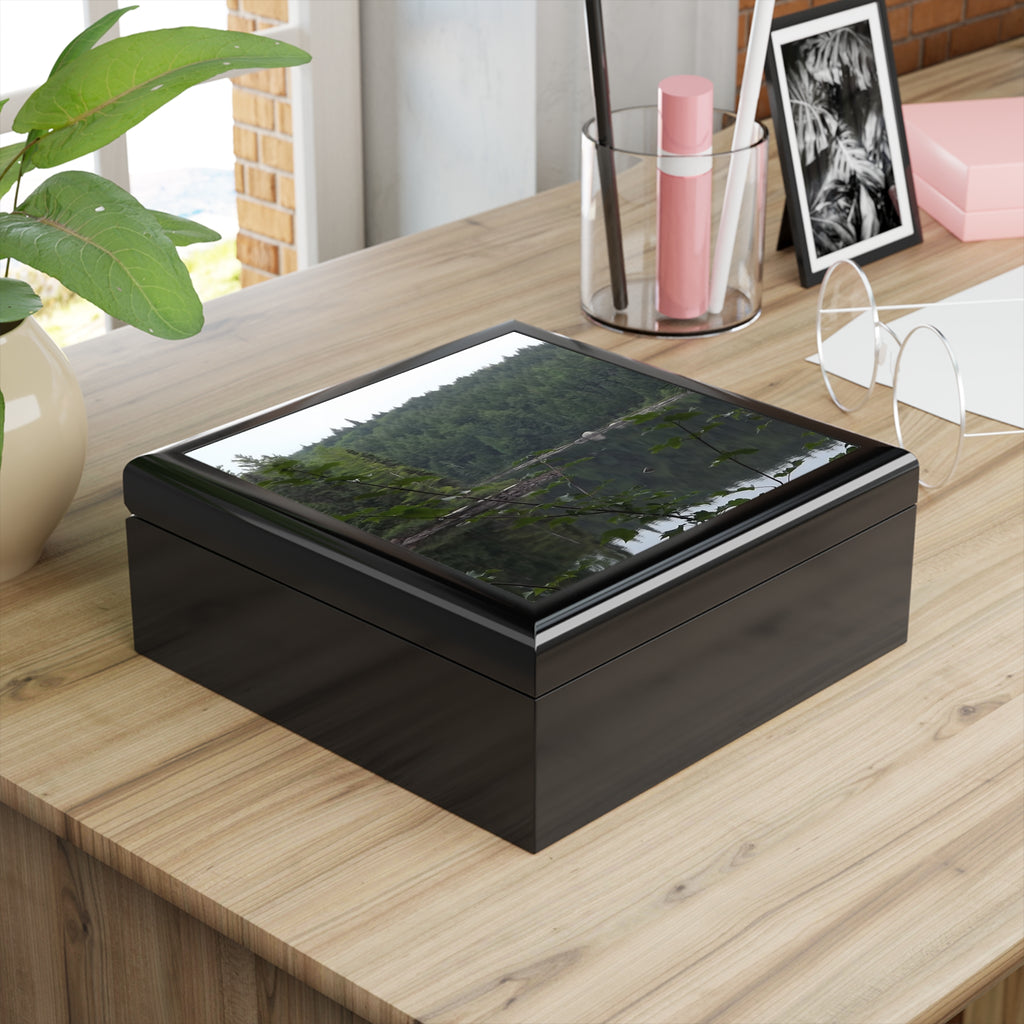 Scenic Forest Lake Jewelry Box — Personalized Nature Photo Keepsake